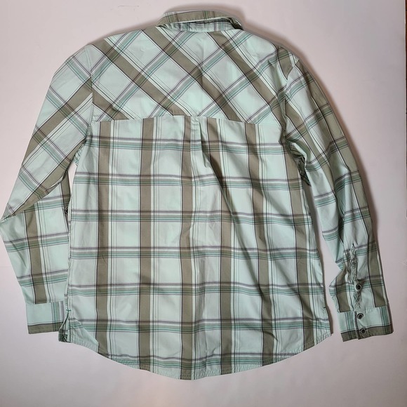 LL Bean Blue Gray Purple Plaid Everyday SunSmart® Woven Shirt Long-Sleeve - Picture 3 of 7